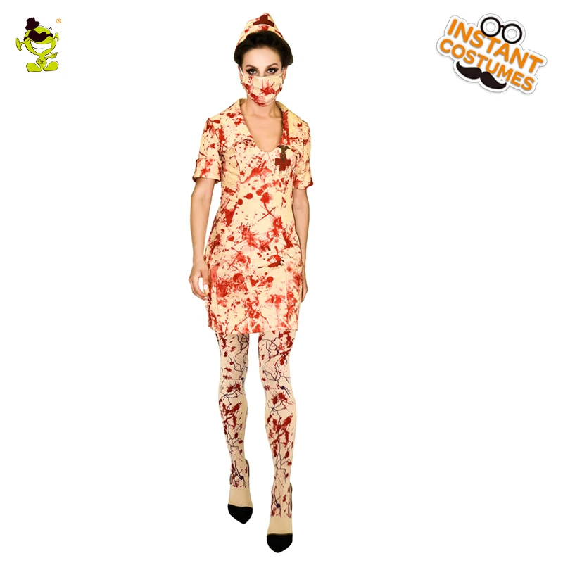

Bloody Zombie Nurse Costumes Halloween Party Killer Cosplay Dress Women Doctors Zombie Halloween Party Costume