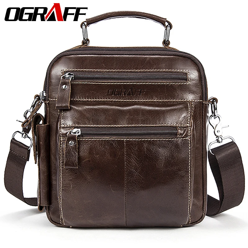 

OGRAFF Men's Bag Leather Handbag Men Genuine Leather Shoulder Messenger Bag Crossbody Travel Bag Designer Handbags High Quality
