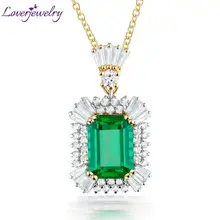 Женская подвеска, твердая, 18 К, разноцветный, золотой, натуральный багет, бриллиант, зеленое изумрудное ожерелье с подвеской, свадебные, обручальные ювелирные изделия