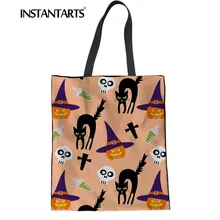 INSTANTARTS женская сумка-тоут Жуткий Хэллоуин новинка Печать Женская Повседневная Холщовая Сумка тканевая сумка через плечо Sac основной femme