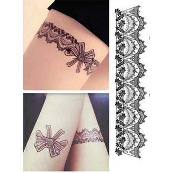 

New Water Transfer Sexy Lace Stocking Fake Flash Tattoo for Girl Women Waterproof Temporary Tattoo Sticker on Body Leg