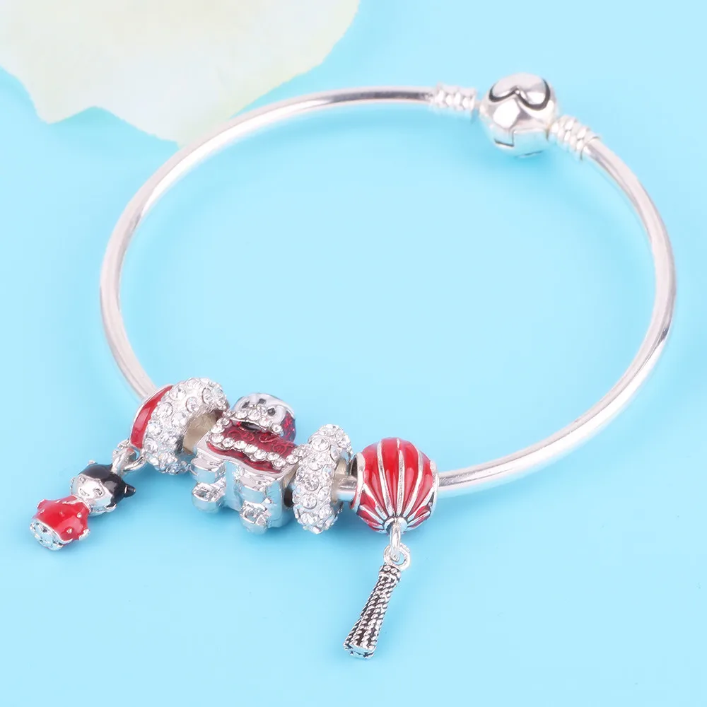 

Couqcy Original Hot Air Balloon Little Girl Charm Beads Series Bracelet European Fashion DIY Fit Women Jewelry Bracelet