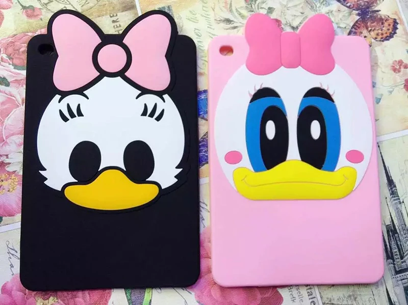 

3D Cute Cartoon Daisy Duck Soft silicone Cases Cover For Apple ipad Mini 1 2 3 4 Case For Ipad Mini2 Mini3 Coque Fundas Gift