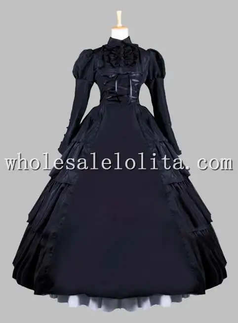 Готический Черный Викторианский стиль бальное платье сценический костюм готическое платье - Цвет: Черный