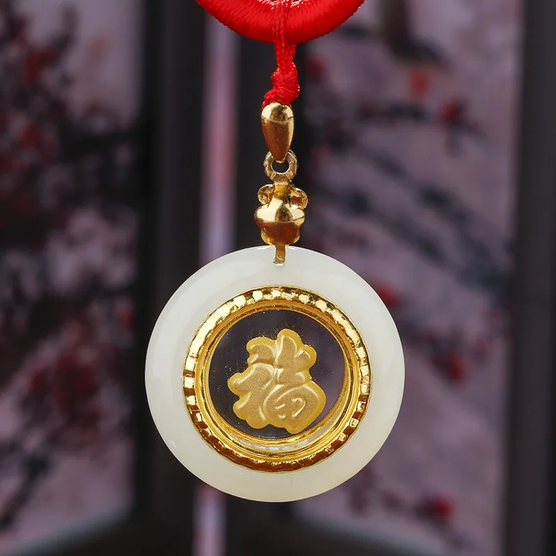 

2019 Asg Choker Necklace Cluci Cage Pendants Authentic Natural Hetian Inlay Au999 24 K Pendant Thickening Fortunes Everyone