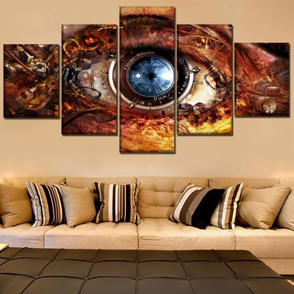 Us 5 2 48 Off Living Room Or Bedroom Decorative One Set 5 Piece Sci Fi Steampunk Abstract Eye Poster Modern On Canvas Printing And On The Wall In