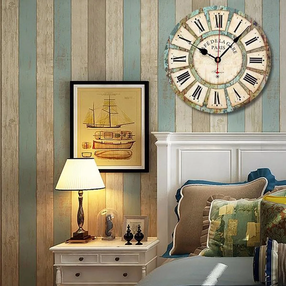 Креативные Круглые деревянные настенные часы, кварцевые часы с кронштейном, декор для гостиной, простые бесшумные часы, европейский стиль, винтажное украшение для дома