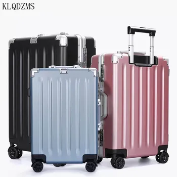 

KLQDZMS high quality ABS luggage 20/24/28inch travel suitcase aluminum frame rolling luggage spinner trolley bags wheels