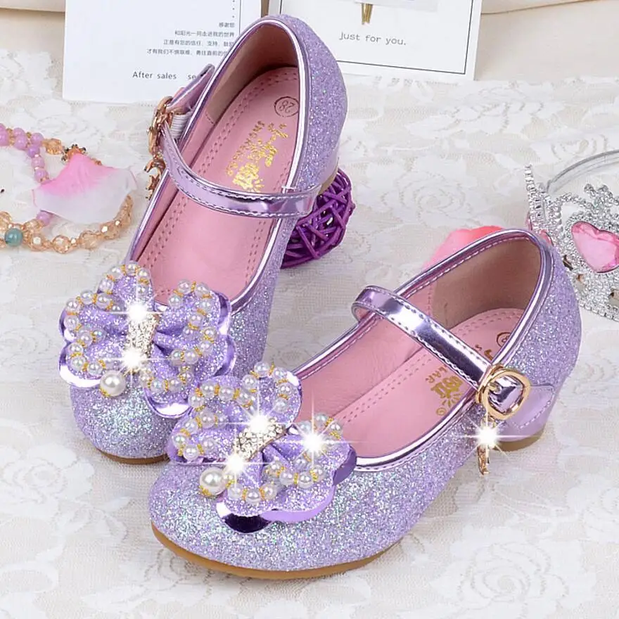 melhor Elegante Meninas Arco Sandálias Elsa Anna Princesa Sapatos Da Moda Sapatos de Couro Sapatos de Dança Crianças Meninas Festa de Natal Das Bruxas