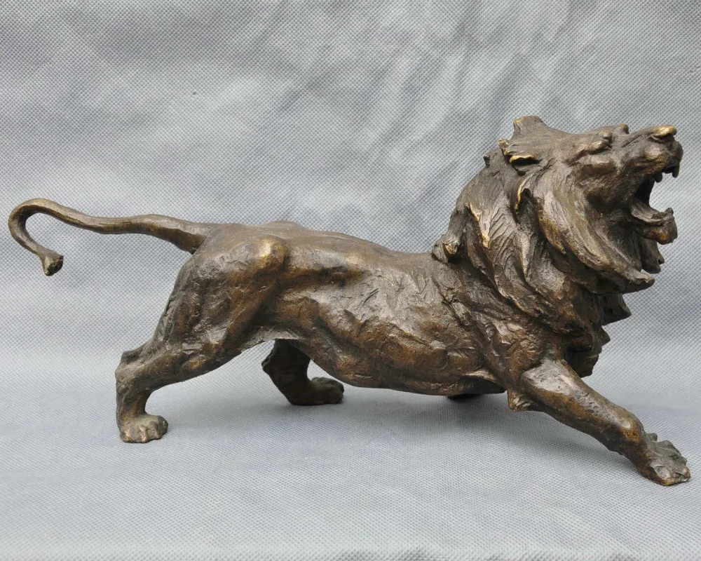 

006983 6 Bronze Lion King of the Prairie Fierce Animal Art Sculpture Statue