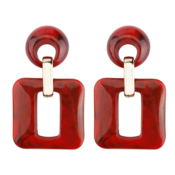 AENSOA квадратный акриловые Висячие серьги для дам модные серьги для женщин ювелирных изделий Вечерние - Окраска металла: Red
