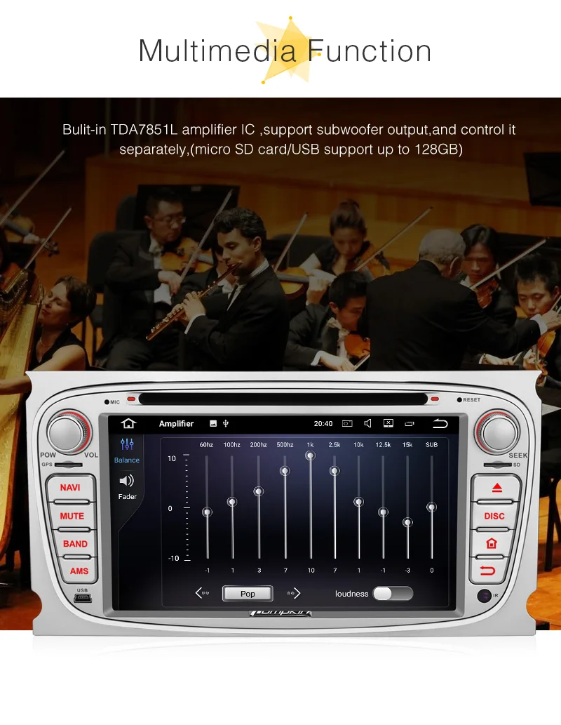 Perfect Pumpkin2 Din 7"Android 8.0 Car DVD Player GPS Navigation Qcta-Core 4G RAM Car Stereo For Ford Focus/Mondeo Wifi 4G OBD2 Headunit 15