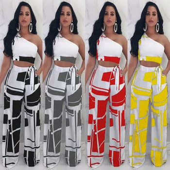 

2018 Two Pieces Jumpsuits For Women Sexy Off the Shoulder Bandage Playsuits Wide Leg Bodysuits Party Elegant Combinaison Femme