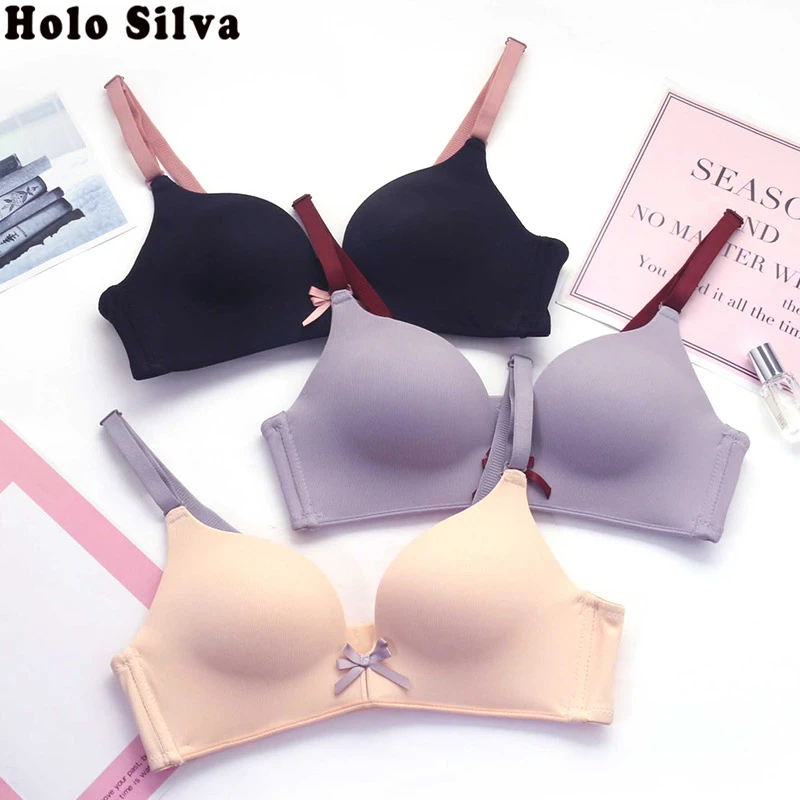 

Seamless Thin Cup Wire Free Adjustable Push Up Bra For Women One-Piece Young Girl Seamless Sexy Small Chest Bra 75A 80A 85A Size