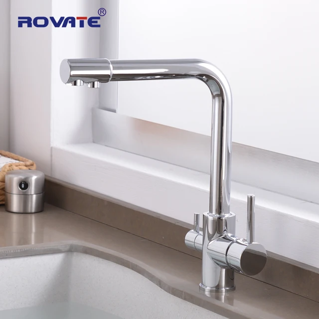 Best Offers ROVATE Purifier Kitchen Faucet with Filtered Water 3 Way Water Filter  Waterfilter Tap Cold and Hot Sink faucet