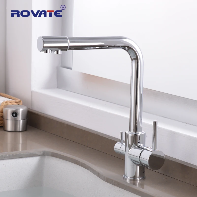  ROVATE Purifier Kitchen Faucet with Filtered Water 3 Way Water Filter Waterfilter Tap Cold and Hot  - 32897317441