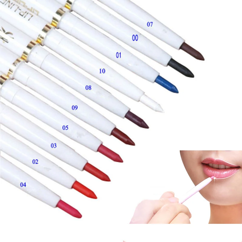 Автоматический вращающийся карандаш для губ, стойкий макияж, подводка для губ, натуральный сексуальный Водостойкий карандаш для губ, косметический инструмент для макияжа - Цвет: 10-white