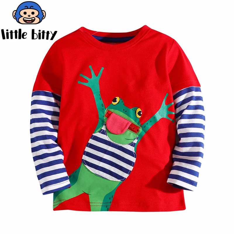 

Boy Sweatshirt With Animal Applique 2018 Brand Children Autumn Long Sleeve Tops Boys Clothes Striped Kids T Shirts For Boy