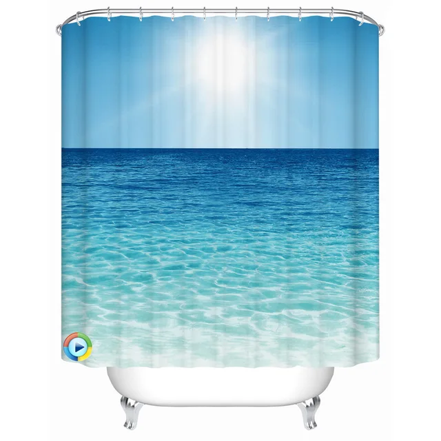 Plage Motif Rideau De Douche Tissu Imperméable À L\'eau De Bain ... Plage Motif Rideau De Douche Tissu Imperméable À L\'eau De Bain ...