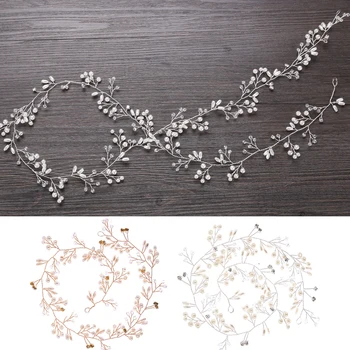 

35cm 50cm 100cm Europe and the United States long crystal pearl hair accessories wedding dress hair band ladies headwear