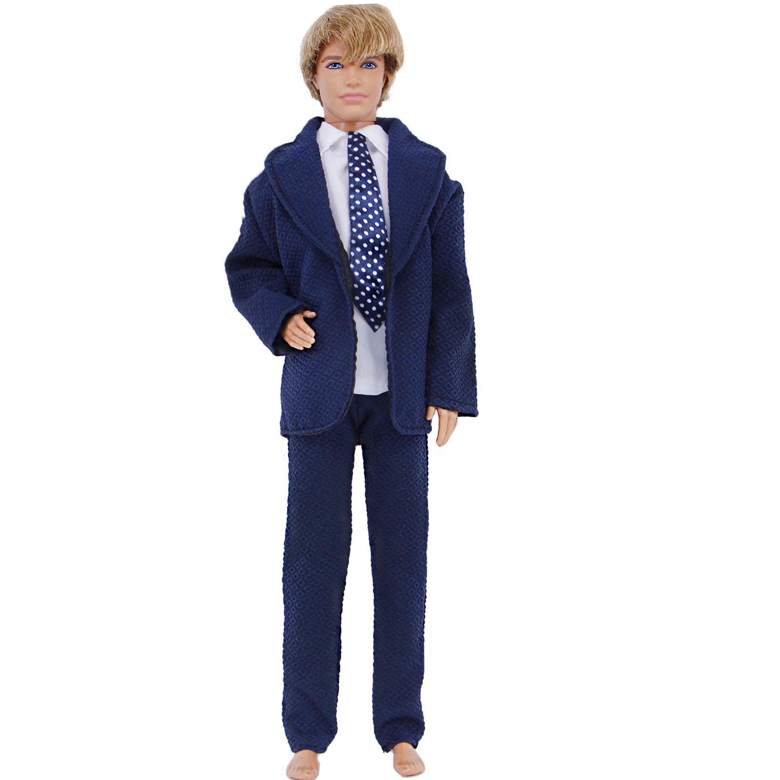 Темно-синий наряд ручной работы формальный деловой костюм белая рубашка Брюки смокинг Одежда для куклы Барби Кен Свадебные аксессуары Игрушка