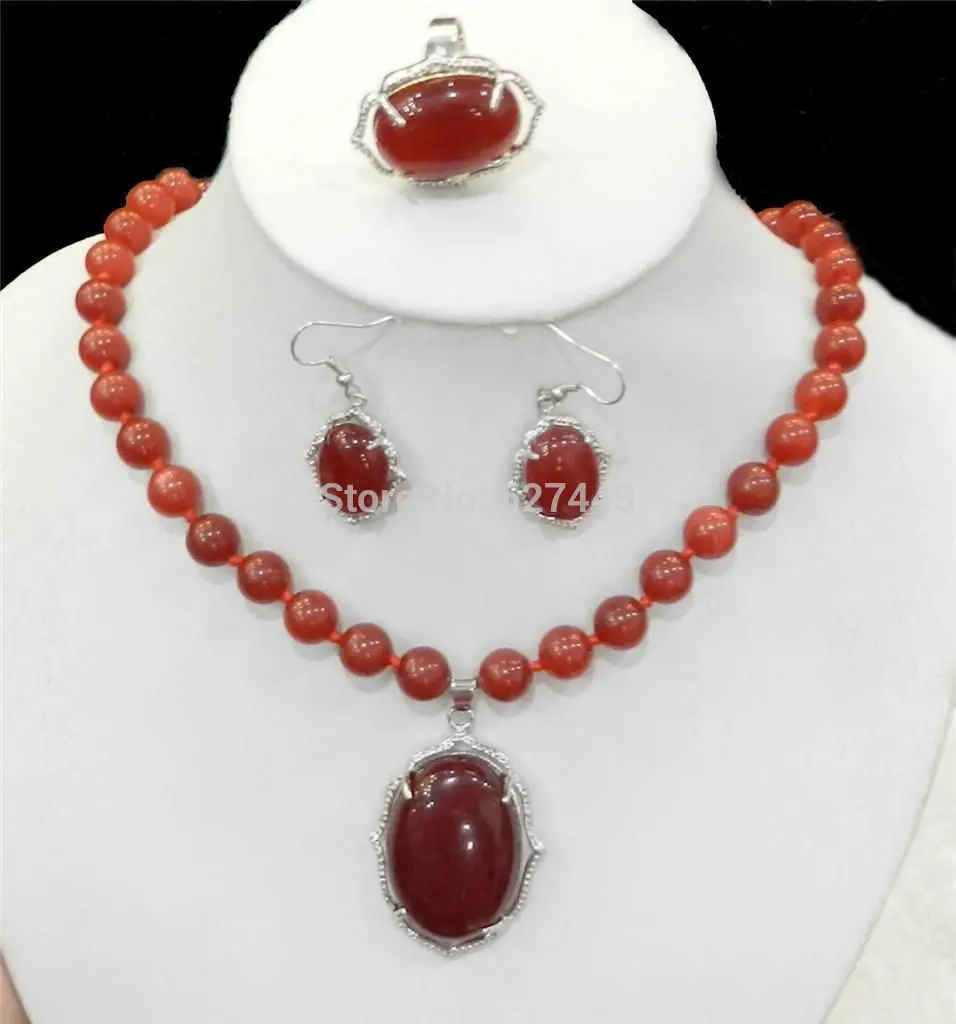 

Wholesale JWEW6568 Natural Charming Red Ruby Necklace Ring Earring Jewelry Sets (A0503)