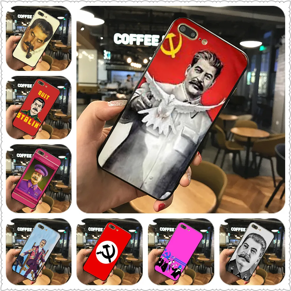 

Stalin Soviet Union phone Case For iphone 6 5s X 7 8 Plus Black silicone case For Samsung s5 6 s7 edge s8 s9 plus Case Cover