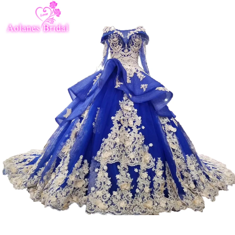 royal blue lace wedding dress