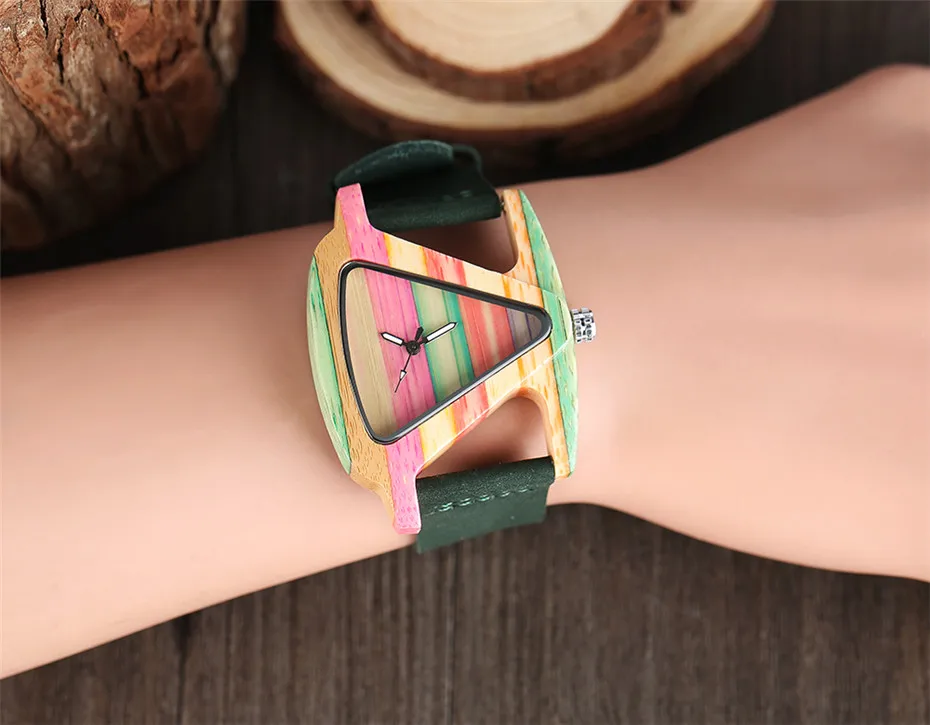 Уникальные деревянные часы для женщин кварцевые часы из натуральной кожи браслет элегантные женские часы Подарки для женщин reloj Прямая поставка