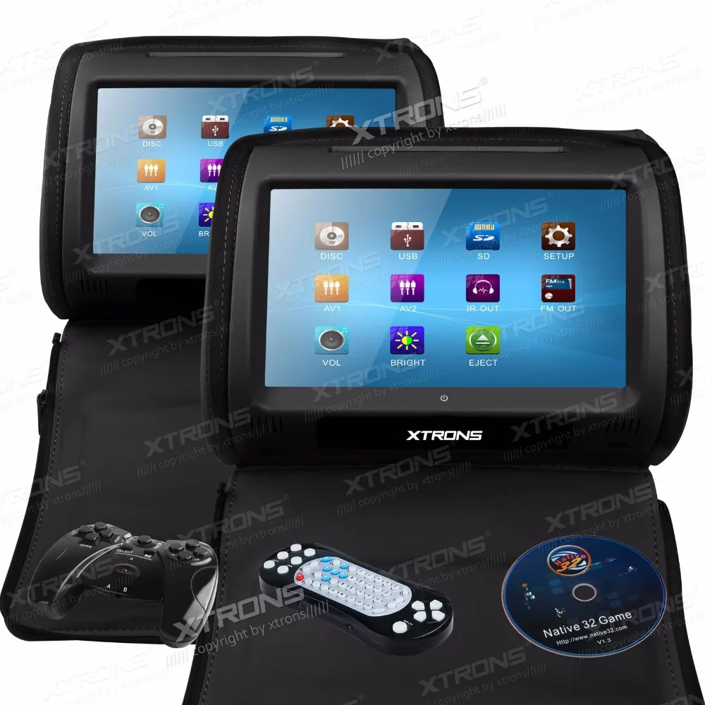 XTRONS 9" HD 800*480 Digital Touch Screen Car Monitor Car Headrest DVD