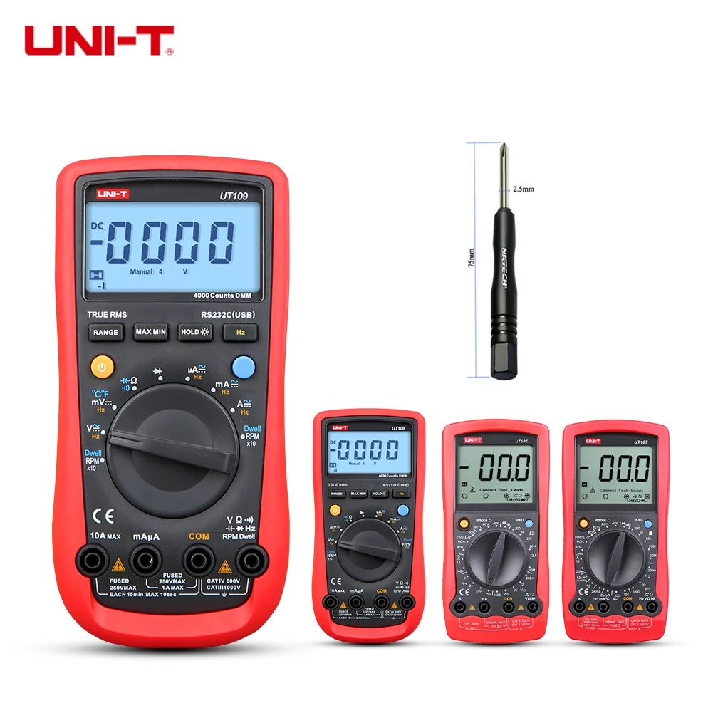 UT109 Automotive digital multimeter 4000 counts TACH DWELL RS-232 MAX//MIN RPM