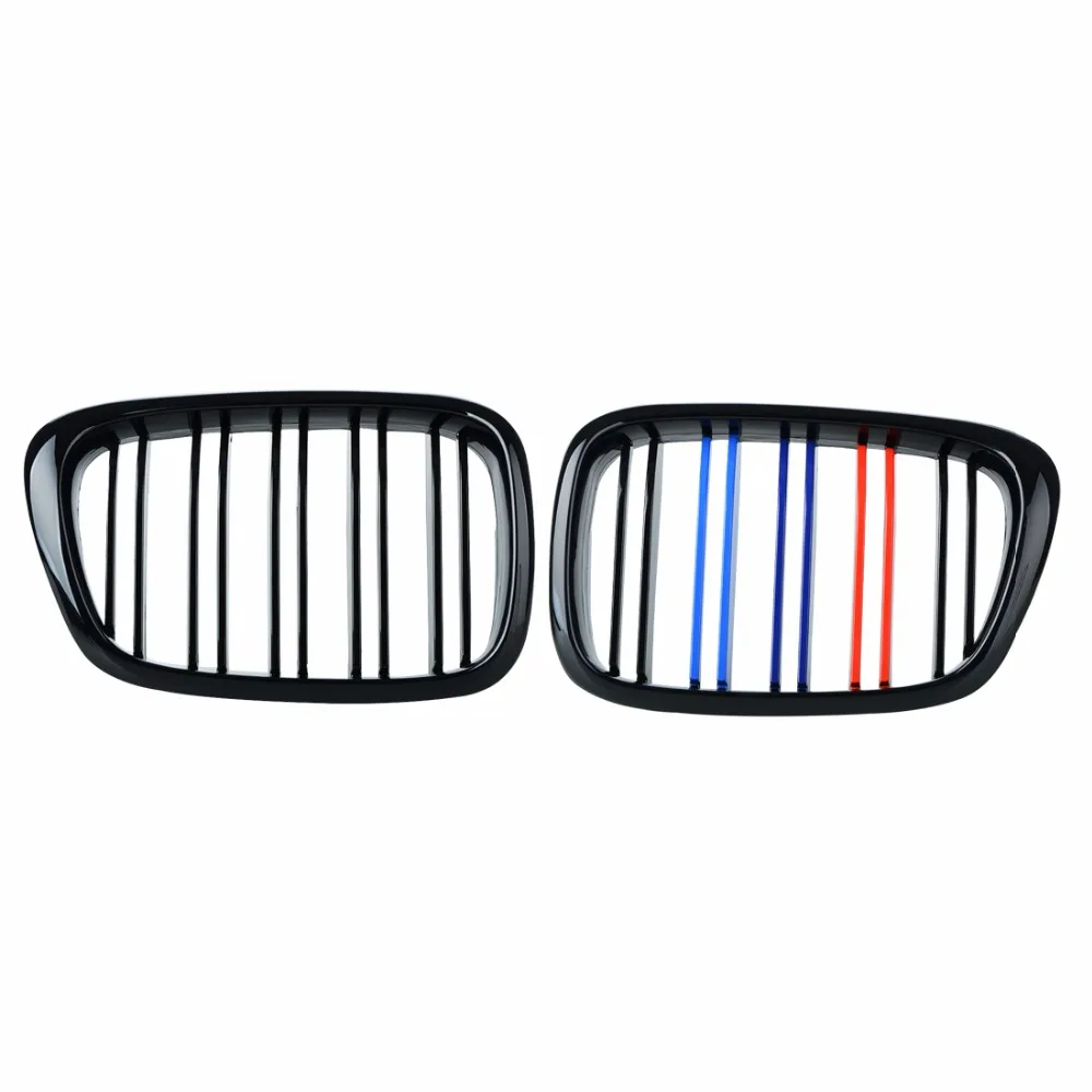 

One Pair Front Center Kidney Grilles for BMW E39 Gloss Black Mixed Color Grill 518 520 523 525 528 530 1999 2000 2001 2002 2003