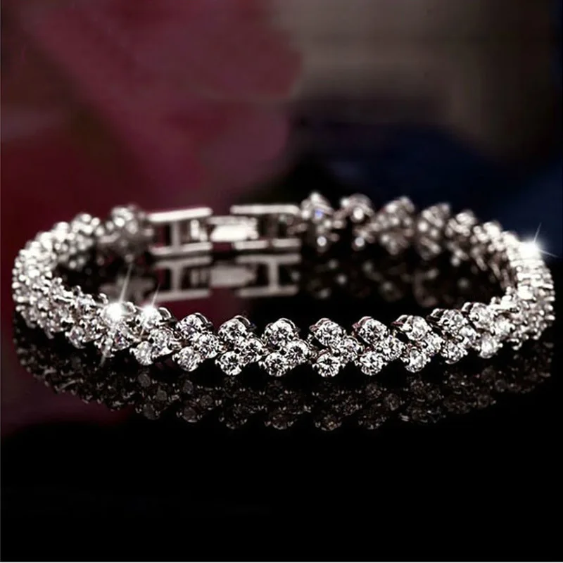 Модный женский роскошный браслет с кристаллами, регулируемые браслеты из стерлингового серебра 925 пробы для свадьбы, женские серебряные ювелирные изделия