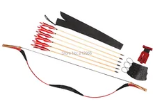 Combination Set Traditional Archery Red Snakeskin Longbow Recurve Bow 6 Wood Arrows 20-60LBS C3QHH