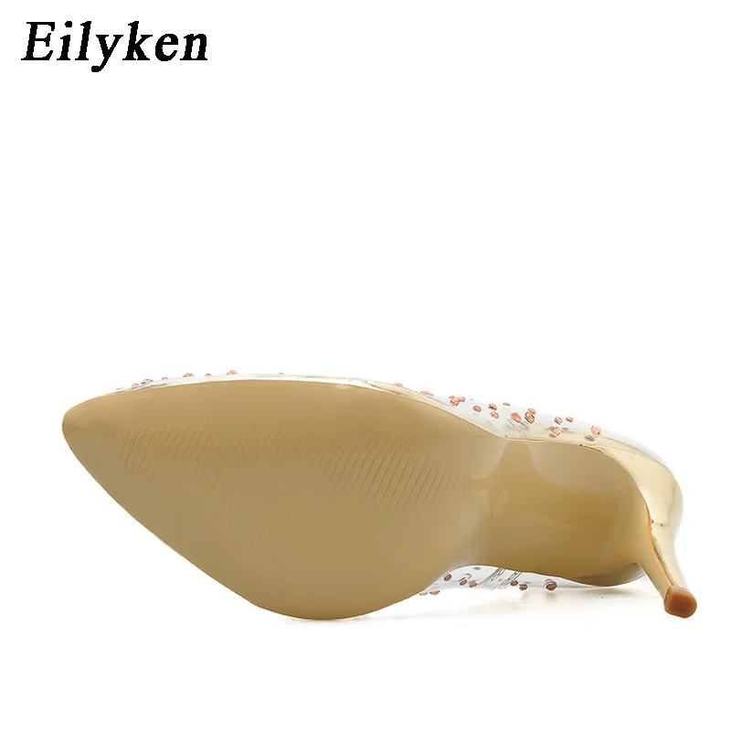 EilyKen 2021 модные золотые стразы из прозрачного ПВХ Женские туфли лодочки Сезон