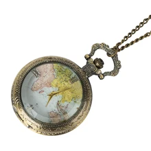 Dragon watch Personalised pocket watch Retro Antique Chain Map Pattern Quartz women Necklace Pendant Pocket Watch prague pocket map