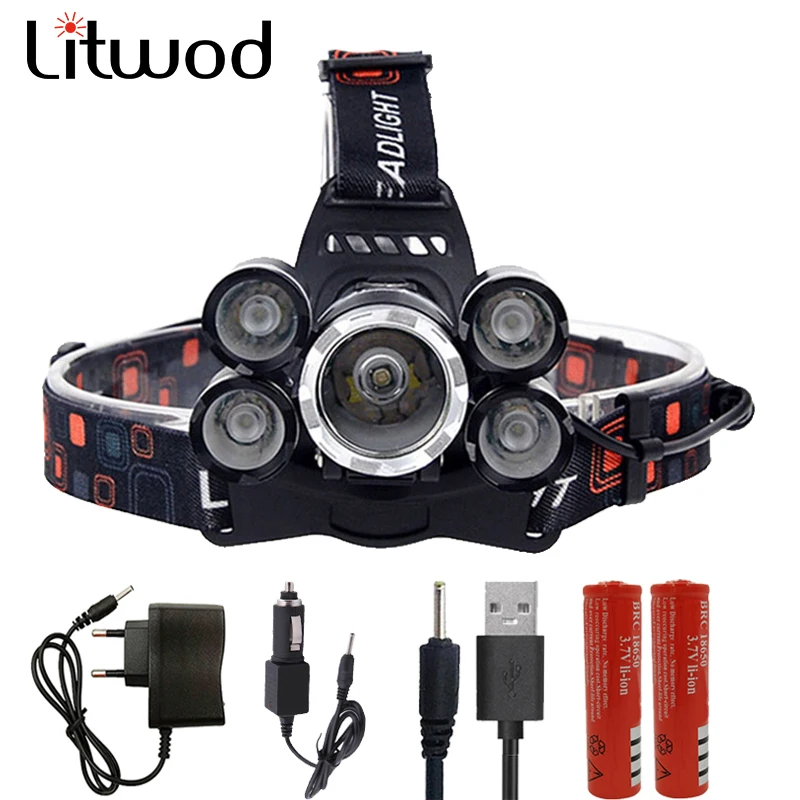 

Z30 15000LM Head Lamp Flashlight Torch Led Headlamp Lantern XM-L T6 Headlight Lanterna Night Fishing Light With Battery Charger