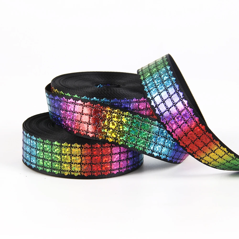 

david angie 22mm grosgrain ribbon 5yards,Hologram holographic silver gold laser for packing and bow Garment Accessories,5Y58651