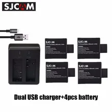 SJCAM Daul Charger and Standard 3.7V 900mAh Li-ion Replacement Battery for SJ4000 SJ5000 SJ6000 M10 Action Camera