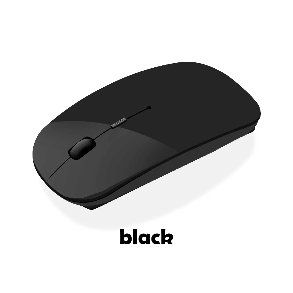 Портативная 2,4G беспроводная мышь Ультра тонкая USB оптическая мышь Бесшумная кнопка для ПК ноутбука MacBook настольного компьютера Air Pro - Цвет: Black