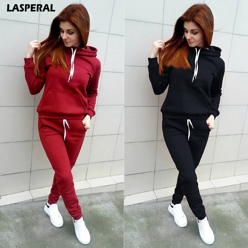 LASPERAL Winter Thick Women Sports Suits Running Set Women Sportswear 2