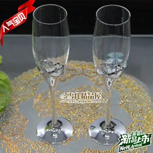 Чашка для вина Свадебная чашка стеклянная Алмазная чашка для чашки роскошных модных подарков бокалы для шампанского - Цвет: Белый