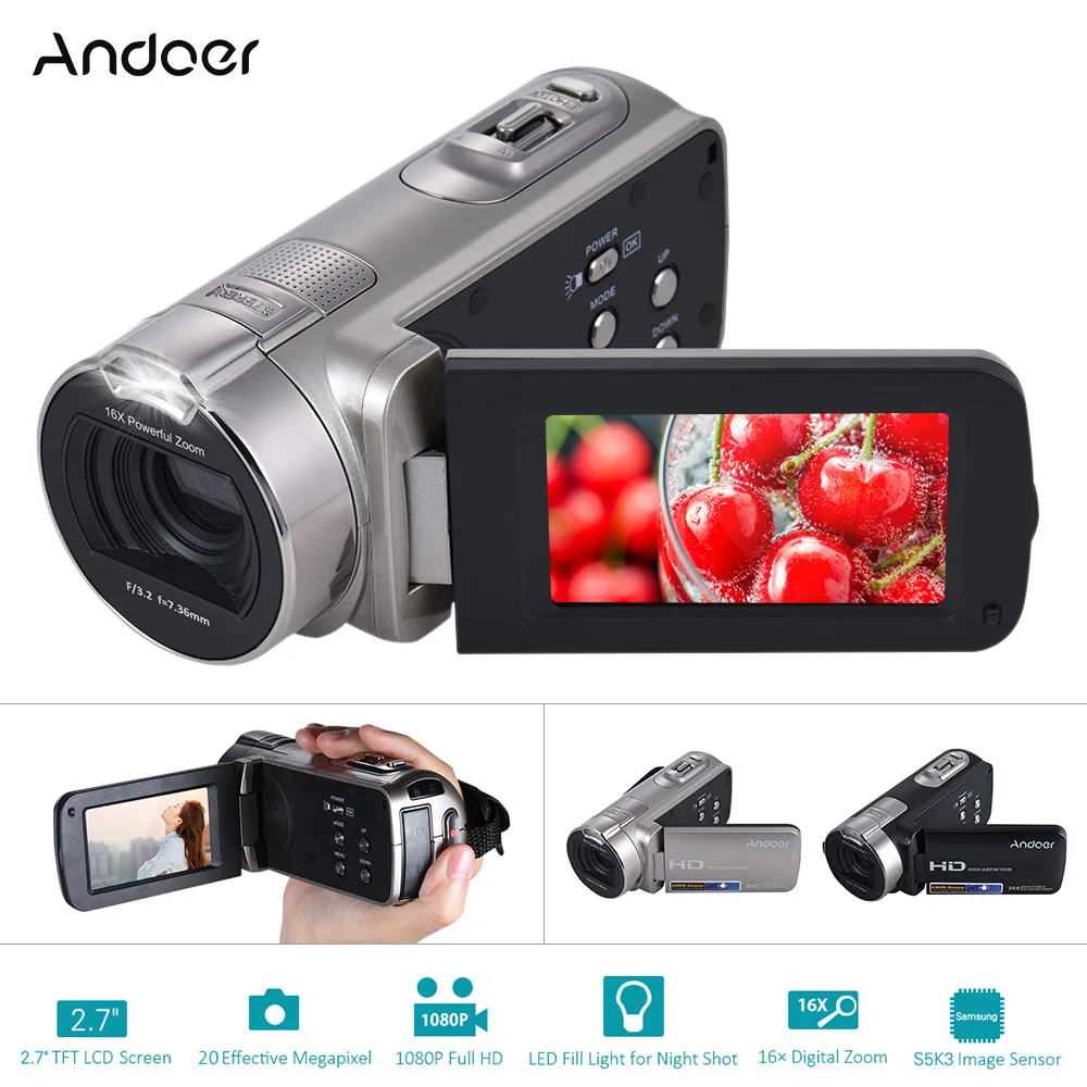 

Full HD Digital Camera Video Camera Andoer HDV-312P 1080P Portable Home-use DV Screen Max