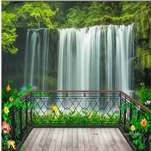 Custom photo decoration wallpapers on a balcony forest waterfall 3d TV backdrop bedroom bedroom living room TV wallpaper mural custom photo wallpaper 3d stereo dinosaur theme large murals primitive forest living room bedroom backdrop decor mural wallpaper