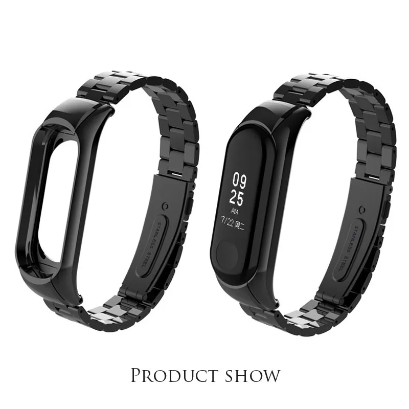 

For Xiaomi band 3 Metal Replacement Wrist Strap stainles Steel Bracelet For Miband 3 waterproof Sports Band Folding Metal Buckle
