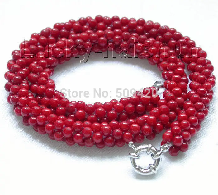 

W&O655 >>natural 18" 11mm handmade plaited red coral necklace 18KGP clasp #@