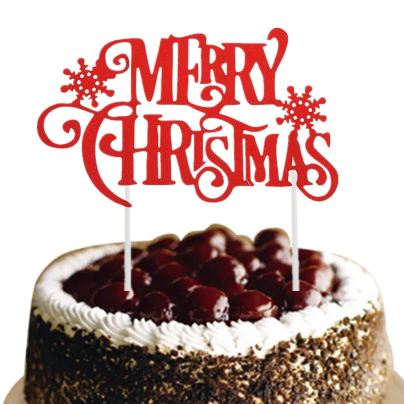 1pc Merry Christmas Cake Topper Gold Silver Red Xmas Snow Cake Flags Glittler Christmas Party Cake Baking Decor Xmas Cake Flags Flags Flags Flag Redflag Decoration Aliexpress