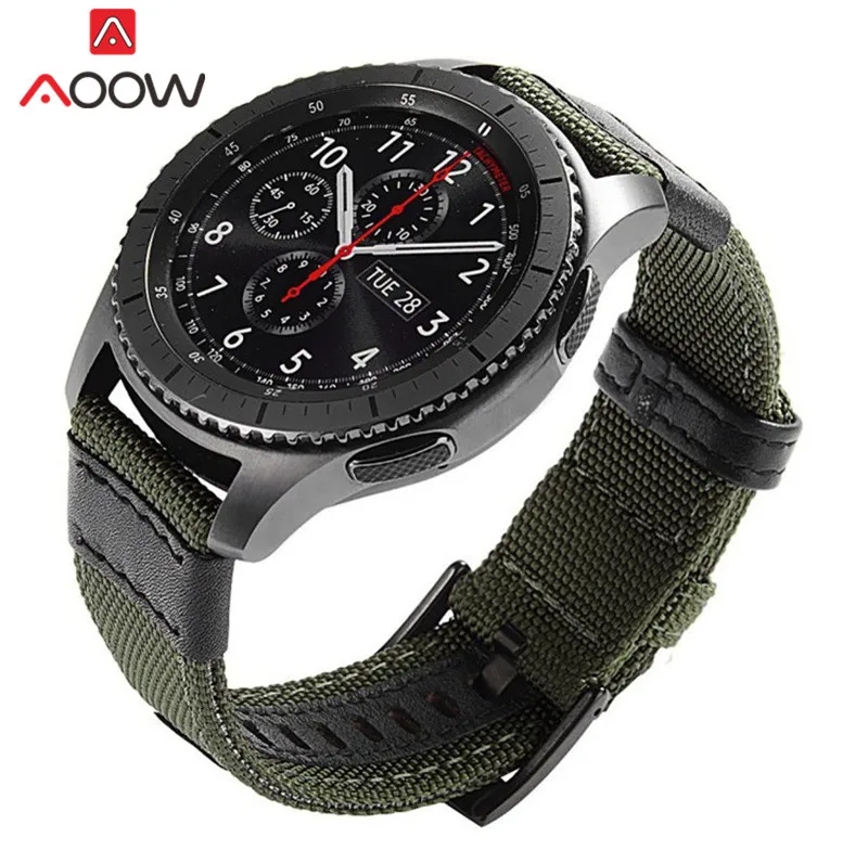 Ремешок нейлоновый для Samsung Galaxy Watch 42 мм 46 S2 S3 кожаный сменный армейский браслет 20