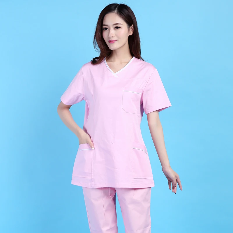 Медицинская одежда, женская униформа, больничный костюм хирурга, синий хирургический костюм, женский лабораторный костюм, облегающий костюм - Цвет: Pink