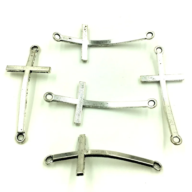 Connectors Antique Silver Tone Cross Charms Jewelry DIY Making Findings For Charm Bracelet 51x21mm 10Pcs | Украшения и аксессуары